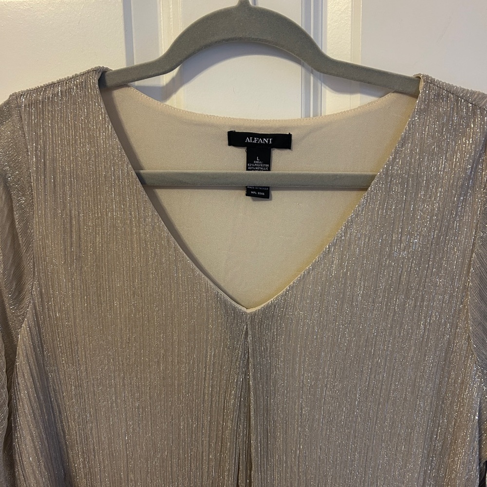 Alfani Metallic V-Neck Blouse